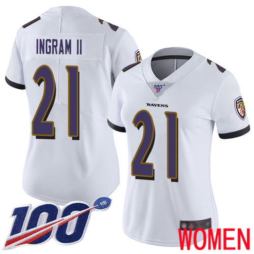 Baltimore Ravens Limited White Women Mark Ingram II Road Jersey NFL Football #21 100th Season Vapor Untouchable->baltimore ravens->NFL Jersey